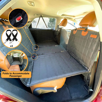 Global Inn™ Backseat Extender for Dogs - Black with Door Covers