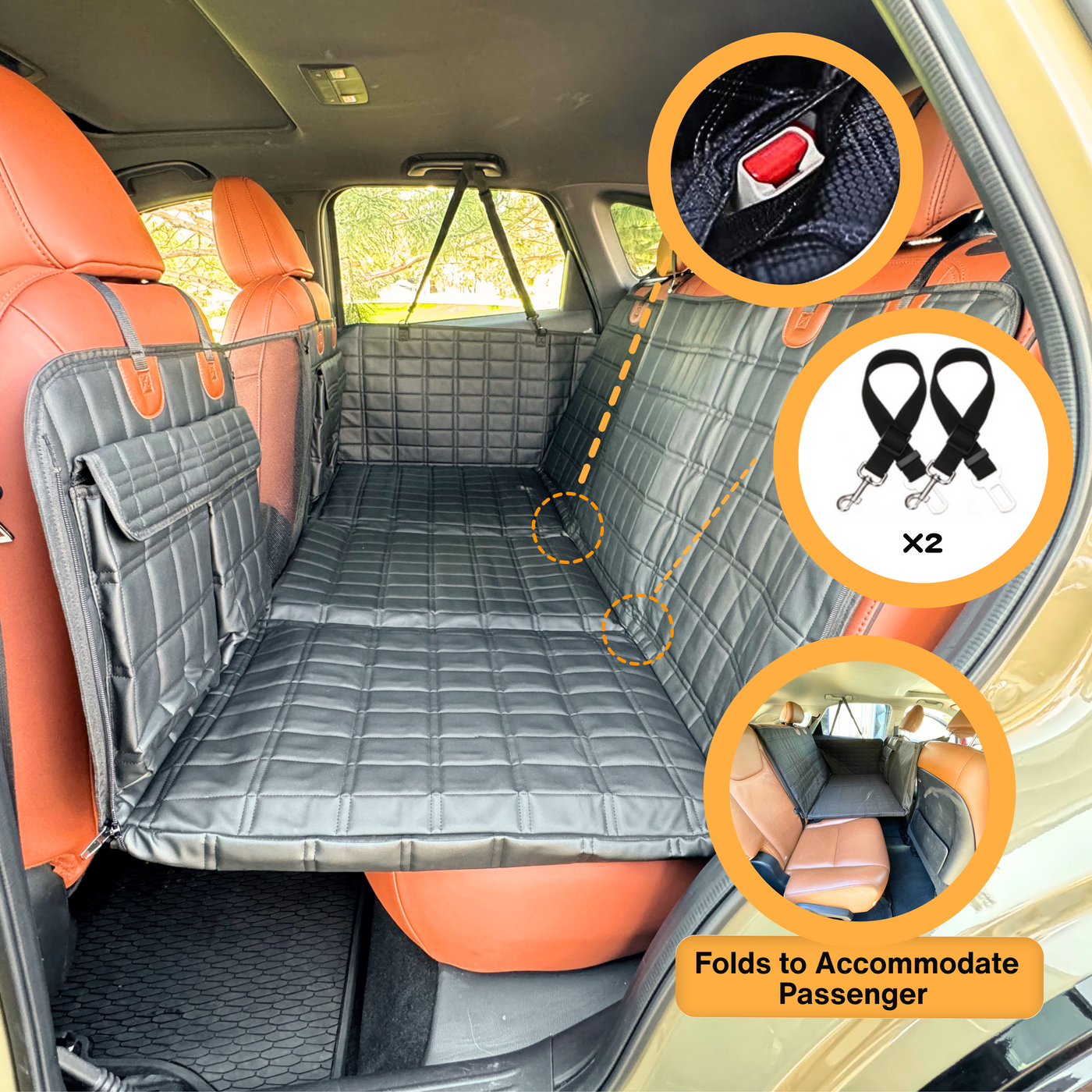 Global Inn™ Leather Backseat Extender for Dogs - Black with Door Covers