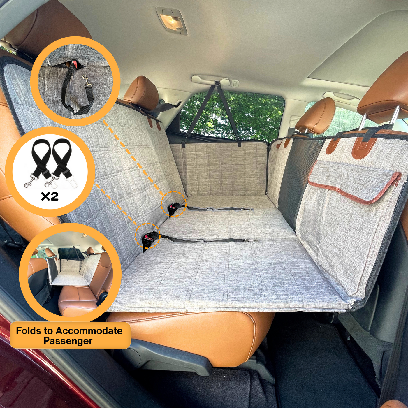 Global Inn™ Backseat Extender for Dogs - Grey with Door Covers