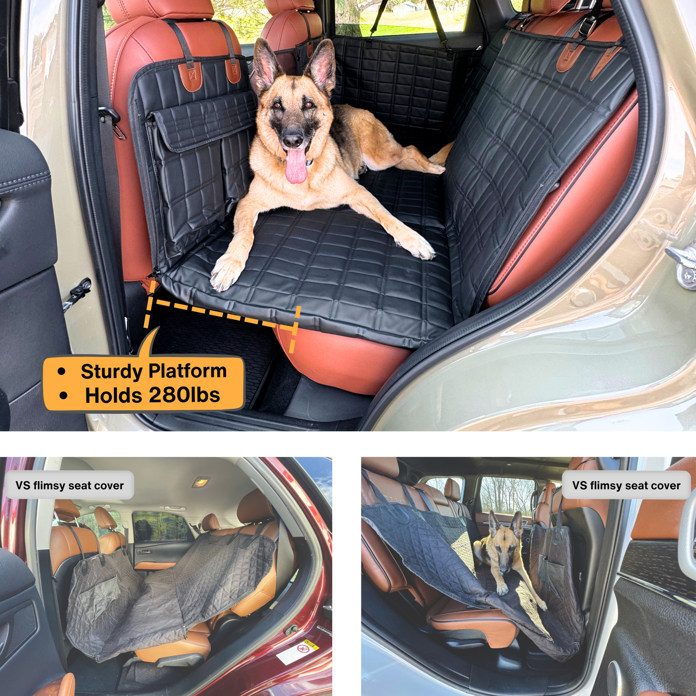 Global Inn™ Leather Backseat Extender for Dogs - Black with Door Covers