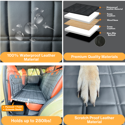 Global Inn™ Leather Backseat Extender for Dogs - Black with Door Covers