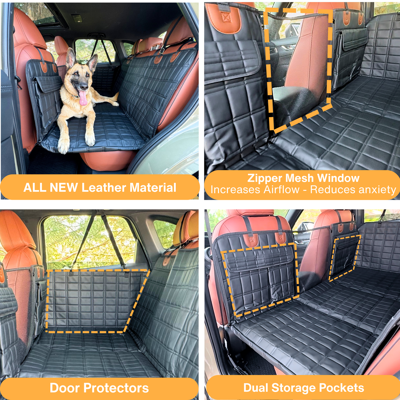 Global Inn™ Leather Backseat Extender for Dogs - Black with Door Covers