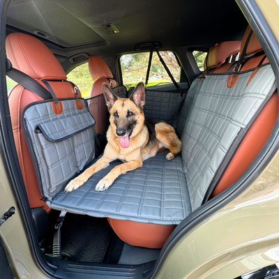 Global Inn™ Leather Backseat Extender for Dogs - Grey with Door Covers