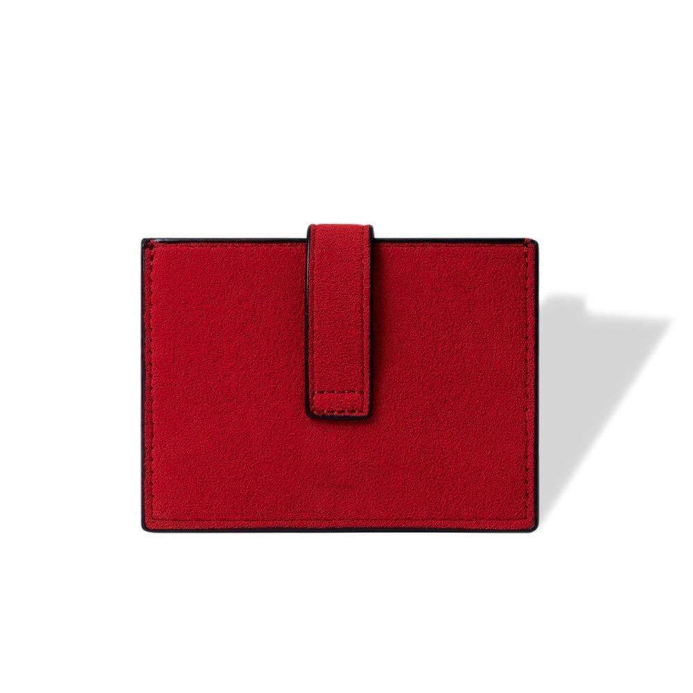 RFID-Blocking Alcantara Slim Wallet Red