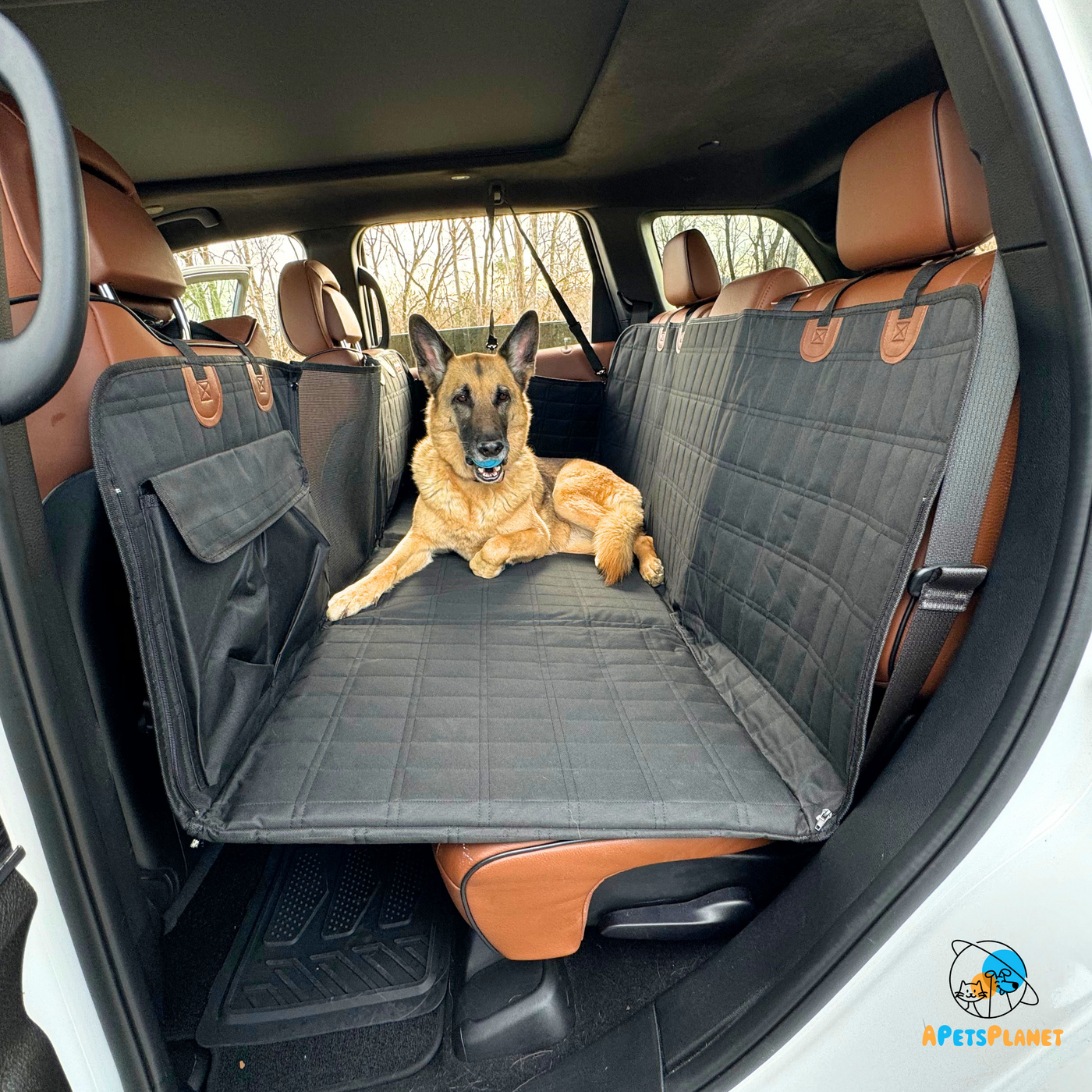 Global Inn™ Backseat Extender for Dogs - Black with Door Covers