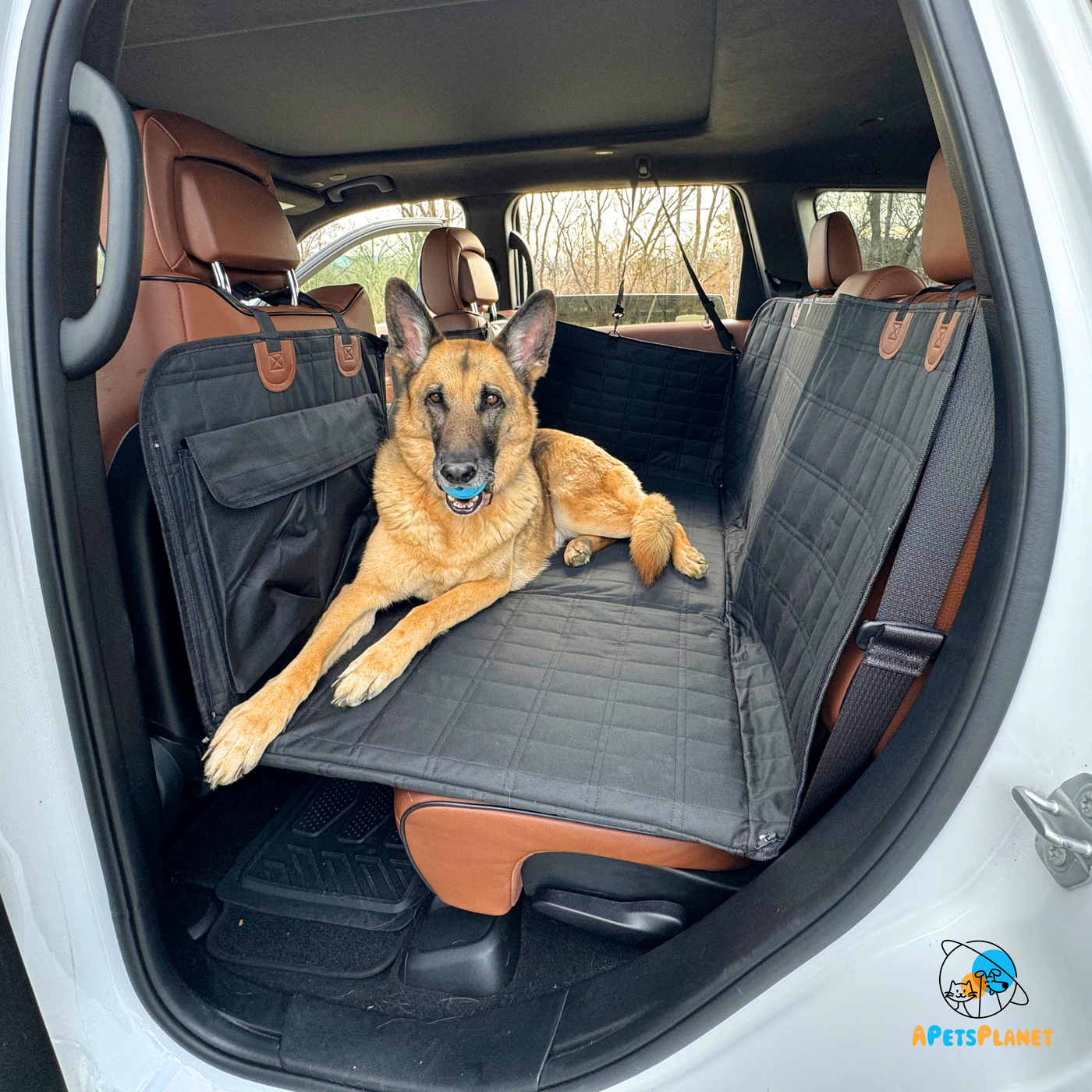 Global Inn™ Backseat Extender for Dogs - Black with Door Covers