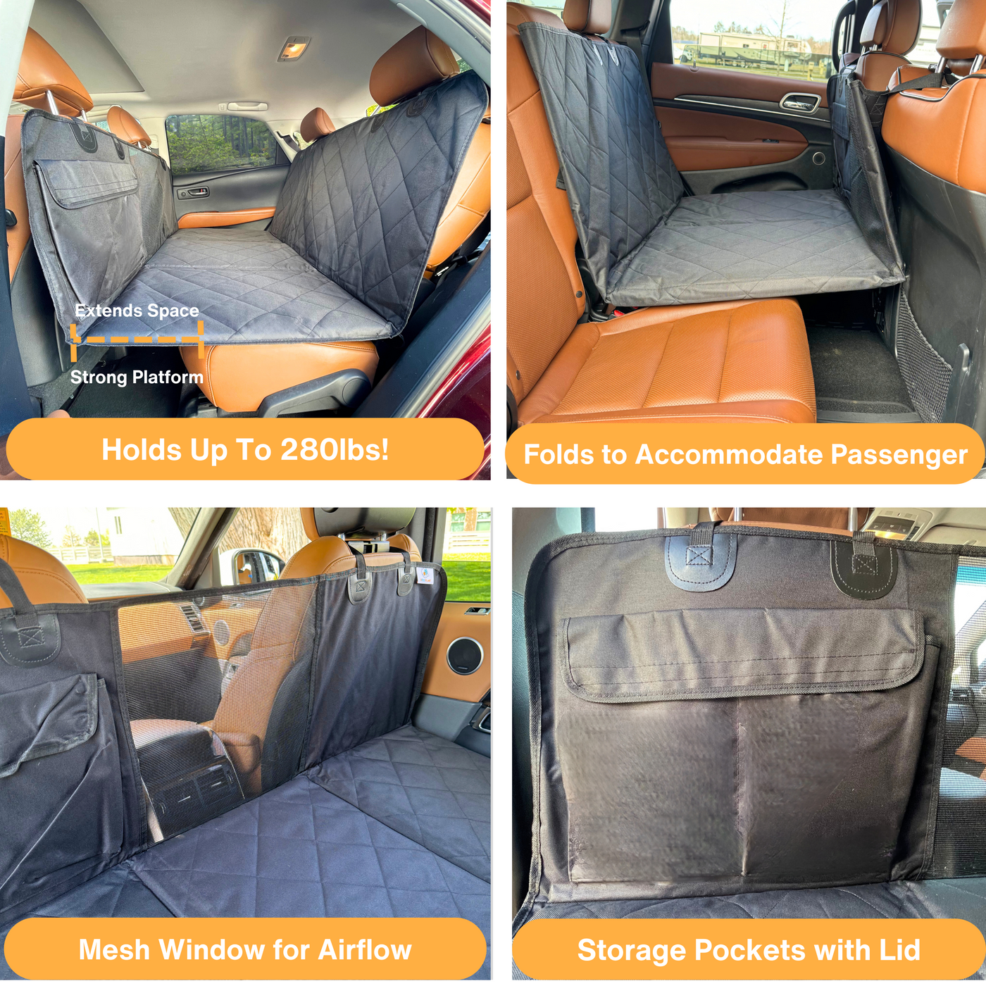 Global Inn™ Backseat Extender for Dogs - Standard Black - No Door Covers