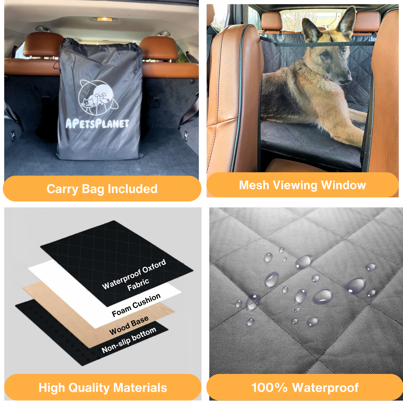 Global Inn™ Backseat Extender for Dogs - Standard Black - No Door Covers